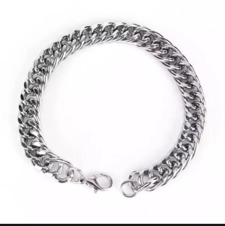 Stylish Men & Women Cuban Link Chain Spinner Ring and Bracelet